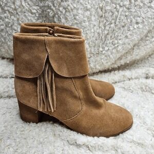 Matisse Tan Suede Leather‎ Fringed Ankle Boots sz 9
